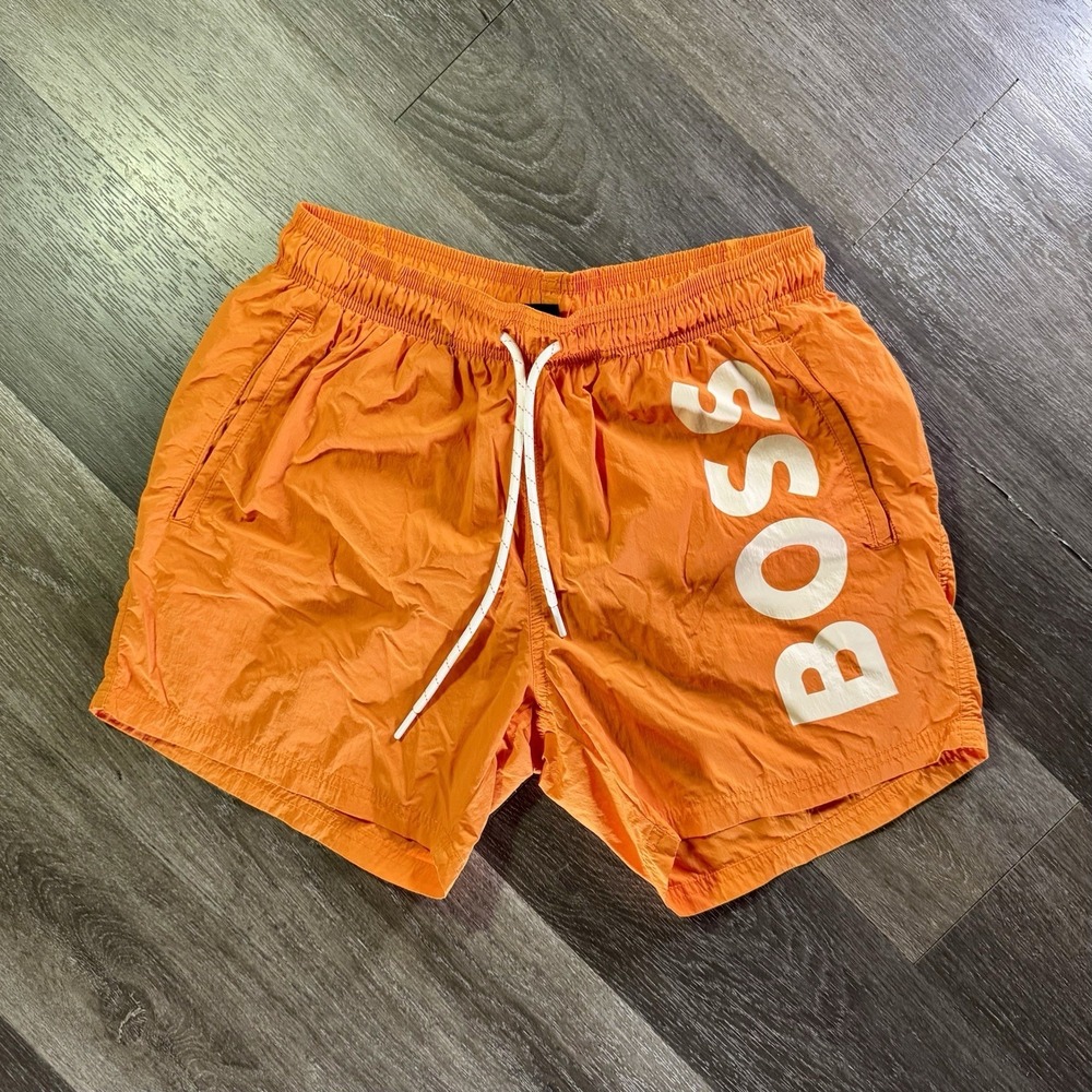 Hugo Boss Men's Swim Trunks Medium Contrast Boss Logo Quick-Drying Swimsuit